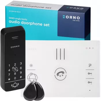 ORNO OR-DOM-BA-933/W Audio-Türsprechanlagen-Set, 1-Familie, 2-Draht, Weißes Innen-Handset, Silberne Außeneinheit
