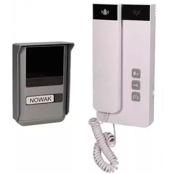 ORNO OR-DOM-SL-923 2-Draht kabelgebundene Türsprechanlage für Einfamilienhaus, Aufputzmontage, silber/graues Außenteil, weiße Innenstation