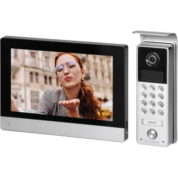 ORNO OR-VID-ME-1056FHD/B 7-Zoll Wi-Fi Video-Türsprechanlage mit Full HD 1080p Außenstation, Schwarz