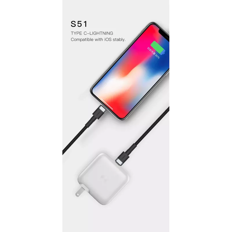 ORSEN S51 Type C auf Lightning 3A 1m Rot