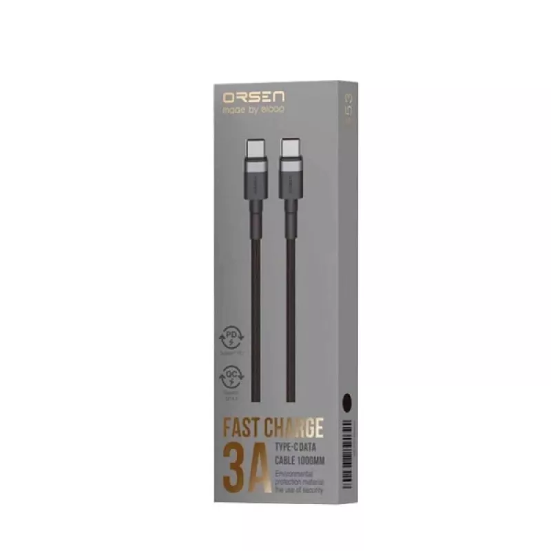 ORSEN S53 USB-C auf USB-C Kabel 3A 1m Schwarz