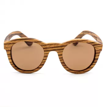 ORYGIN WOOD-B Unisex-Sonnenbrille mit Holzrahmen, UV400-Schutz, braun getönte Gläser, 45/25/145 mm