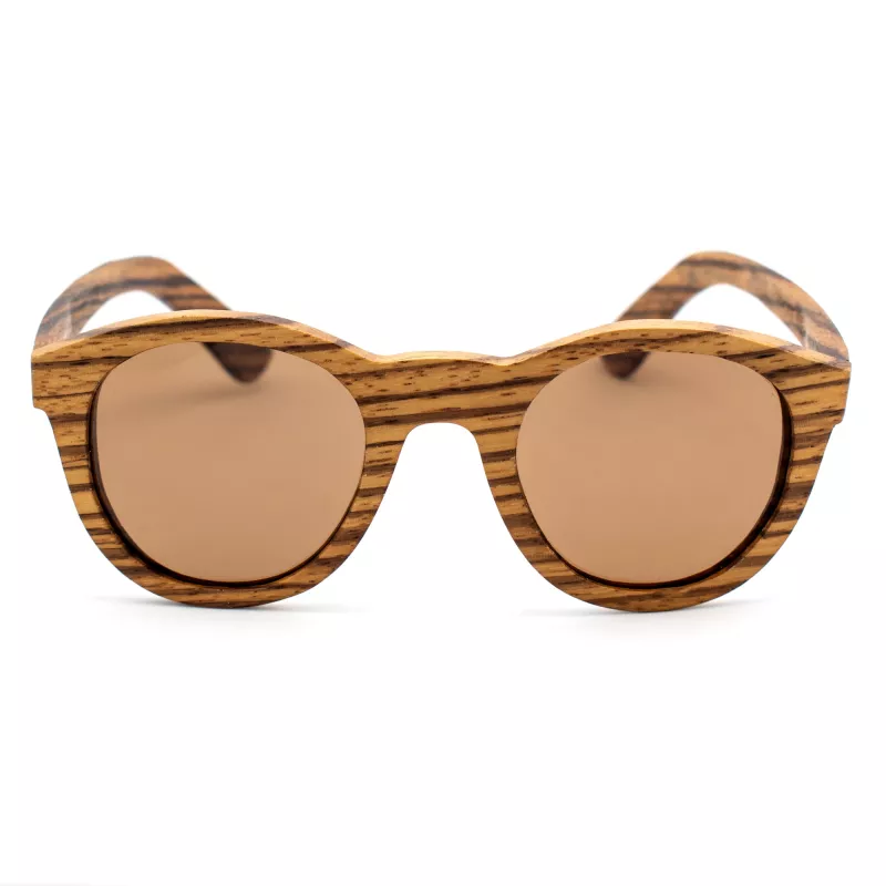 ORYGIN WOOD-B Unisex-Sonnenbrille mit Holzrahmen, UV400-Schutz, braun getönte Gläser, 45/25/145 mm