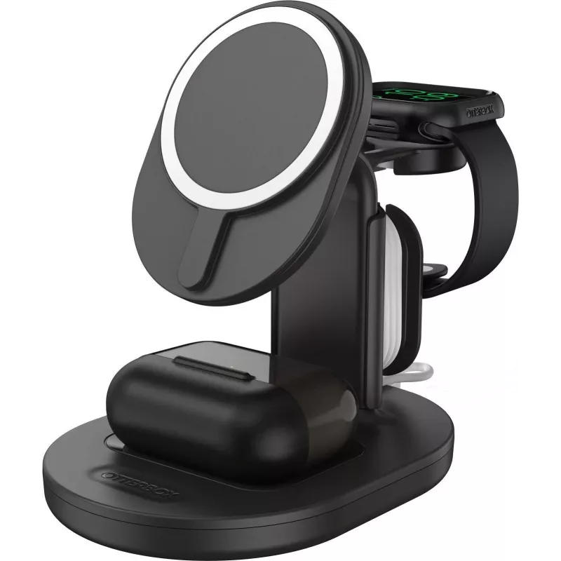 OtterBox 3-in-1 MagSafe Wireless-Ladestation – Radiant Night (Schwarz) – 7,5W iPhone, AirPods, Apple Watch