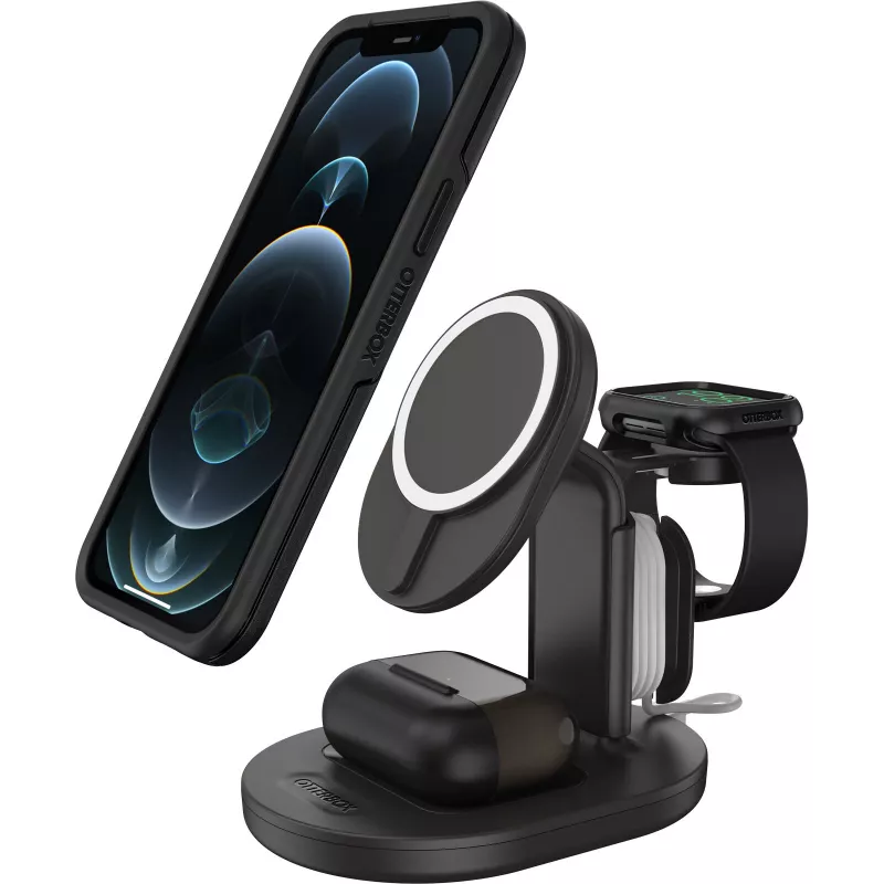 OtterBox 3-in-1 MagSafe Wireless-Ladestation – Radiant Night (Schwarz) – 7,5W iPhone, AirPods, Apple Watch