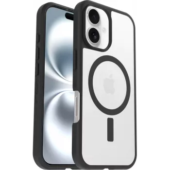 OtterBox React Series MagSafe Case für iPhone 16 - Black Crystal (Transparent/Schwarz)
