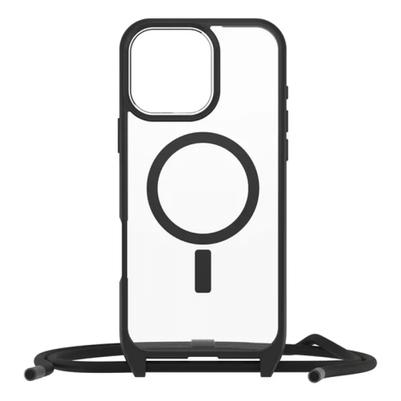 OtterBox React Series Necklace MagSafe Case für iPhone 16 Pro Max Black Crystal (Transparent/Schwarz)