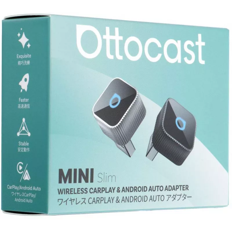 OTTOCAST Mini Cube T2 Kabelloser CarPlay & Android Auto Adapter (Bluetooth/Wi-Fi)