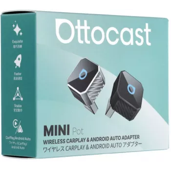 OTTOCAST Mini Cube T3 Wireless CarPlay & Android Auto Adapter, Bluetooth 5.0, Wi-Fi 5, USB-C, Schwarz