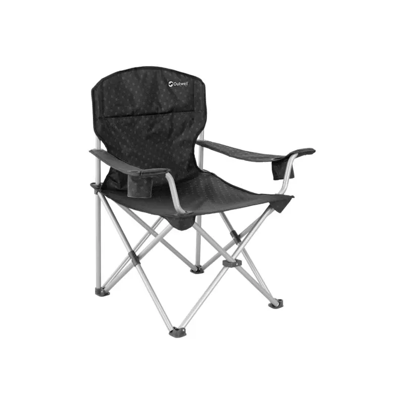 Outwell Catamarca XL Faltbarer Camping-Armstuhl, 150 kg Belastbarkeit, pulverbeschichteter Stahlrahmen, Schwarz/Grau