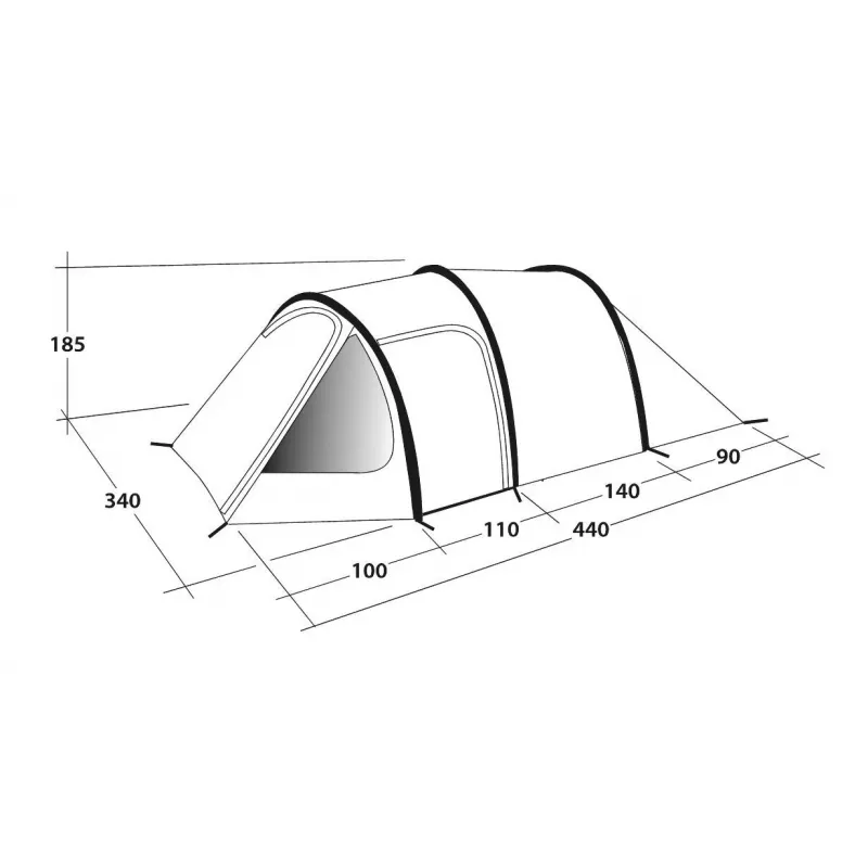 Outwell Earth 5 5-Personen Tunnelzelt – 2 Räume, 3000mm Wassersäule, Grün