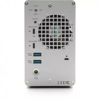 OWC Mercury Elite Pro Dual 2-Bay RAID Gehäuse mit 3-Port USB-Hub, USB 3.2 Gen 2 Type-C (Silber)