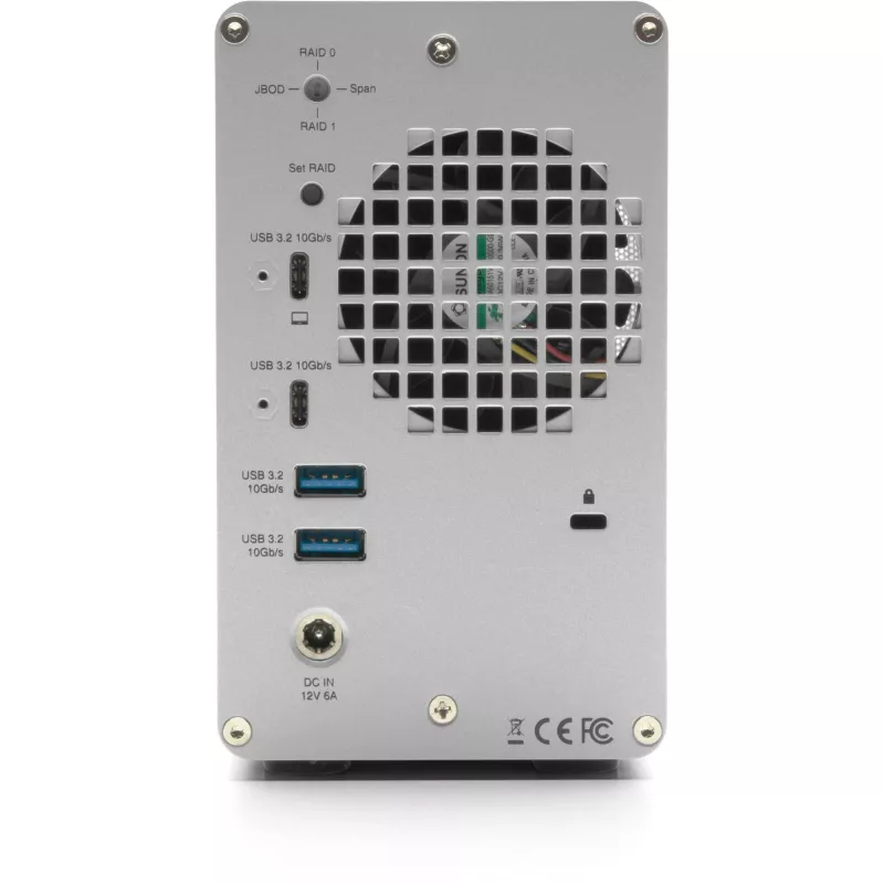 OWC Mercury Elite Pro Dual 2-Bay RAID Gehäuse mit 3-Port USB-Hub, USB 3.2 Gen 2 Type-C (Silber)