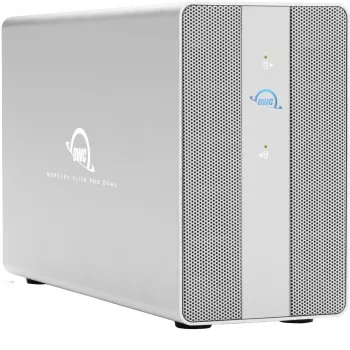 OWC Mercury Elite Pro Dual 2-Bay RAID Gehäuse mit 3-Port USB-Hub, USB 3.2 Gen 2 Type-C (Silber)