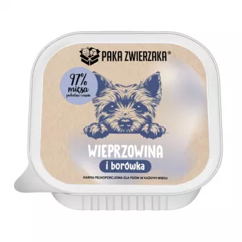 PAKA ZWIERZAKA Schwein mit Blaubeeren Mono Nassfutter für Hunde 150g