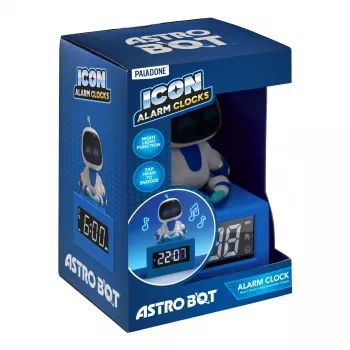 Paladone AstroBot Icon Alarm Clock - Grau/Weiß Digitaler LCD-Roboterwecker mit Schlummerfunktion