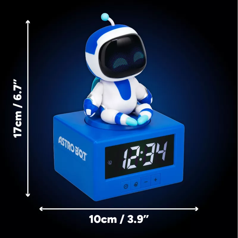Paladone AstroBot Icon Alarm Clock - Grau/Weiß Digitaler LCD-Roboterwecker mit Schlummerfunktion