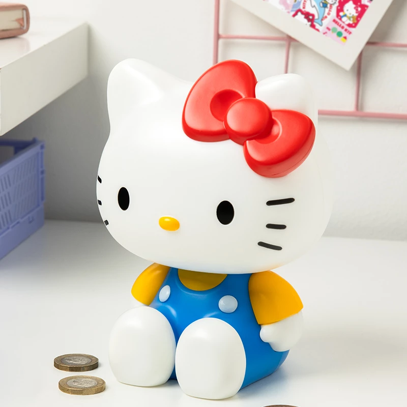 Paladone Hello Kitty Spardose in Form - Keramik Münzbox, Offizielles Sanrio Merchandise, Weiß/Rosa/Schwarz, 13,5 x 13,5 x 16,5 cm