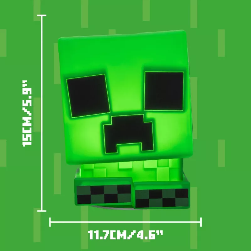 Paladone Minecraft Creeper SquishyGlo Silikonlicht Wiederaufladbar – Dimmbares grünes LED-Nachtlicht mit 3 Helligkeitsstufen und Micro-USB-Ladung