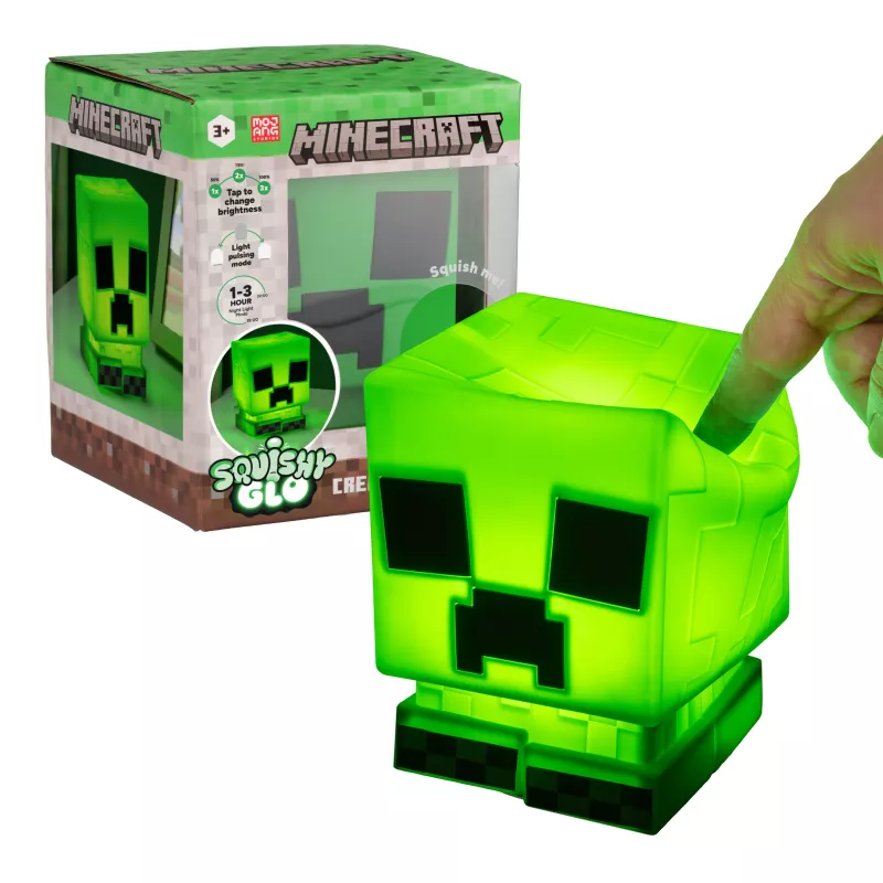 Paladone Minecraft Creeper SquishyGlo Silikonlicht Wiederaufladbar – Dimmbares grünes LED-Nachtlicht mit 3 Helligkeitsstufen und Micro-USB-Ladung