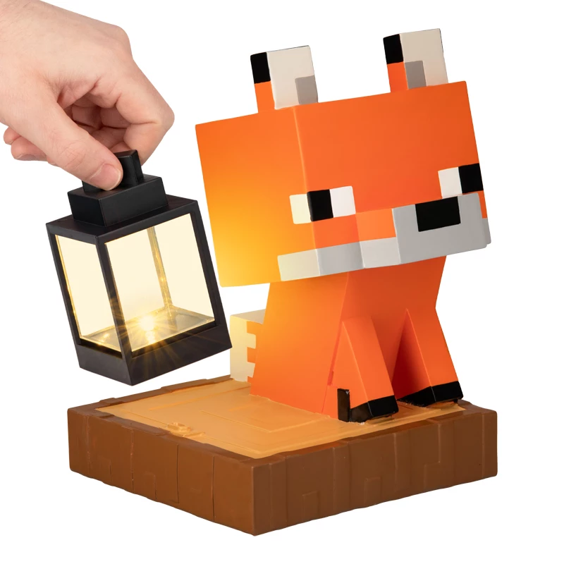 Paladone Minecraft Fuchs Solarleuchte - LED-Deko-Figur für den Außenbereich mit Dämmerungssensor, warmweißem Licht und spritzwassergeschütztem Design