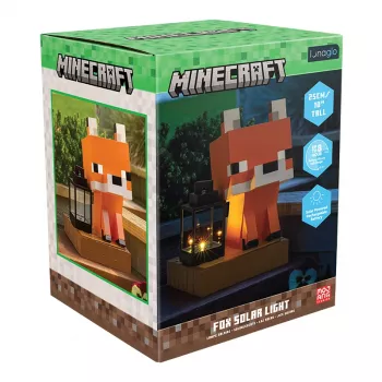 Paladone Minecraft Fuchs Solarleuchte - LED-Deko-Figur für den Außenbereich mit Dämmerungssensor, warmweißem Licht und spritzwassergeschütztem Design