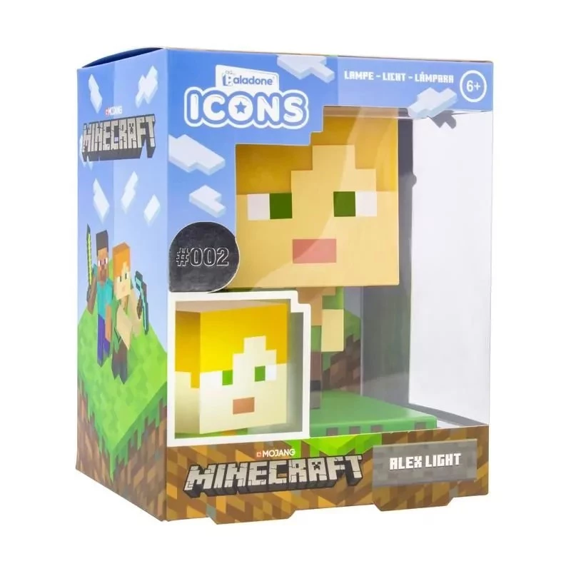 Paladone PP6591MCF Minecraft Alex Icon Light - USB-betriebene LED-Nachtlampe, mehrfarbig wechselnd