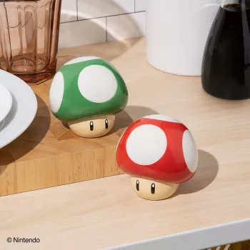 Paladone Super Mario Mushroom Salz- und Pfefferstreuer-Set (Roter Superpilz & grüner 1-Up-Pilz)