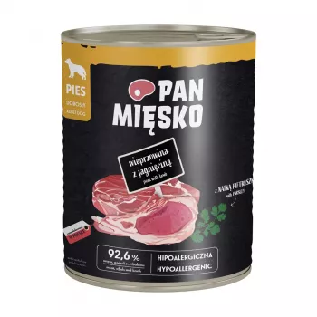 PAN MIĘSKO Schwein mit Lamm Nassfutter für Hunde 800g – Komplette Pastete für alle Rassen