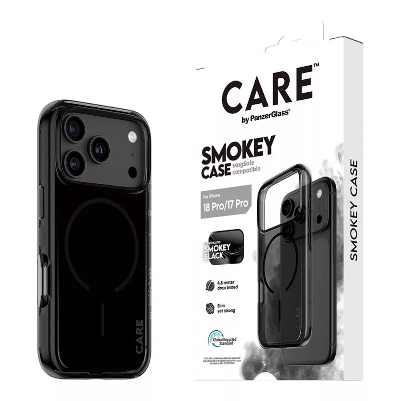 PanzerGlass CARE Smokey Hülle mit schwarzem MagSafe für iPhone 17 Pro