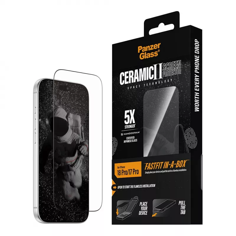 PanzerGlass Keramik Displayschutzfolie für iPhone 17 Pro mit FastFit In-A-Box