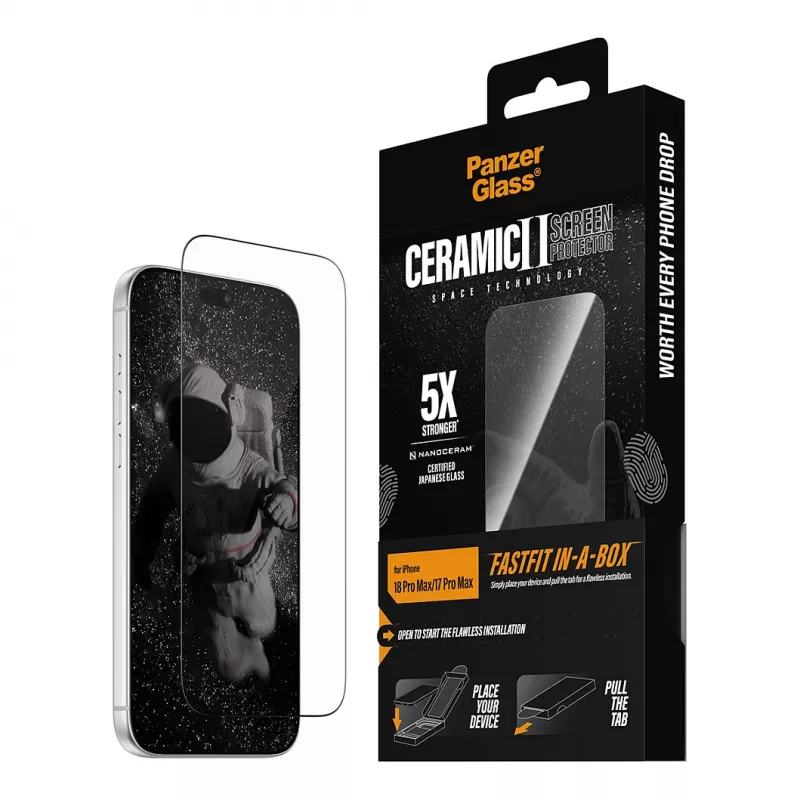 PanzerGlass Keramik Displayschutzfolie iPhone 17 Pro Max mit FASTFIT IN-A-BOX