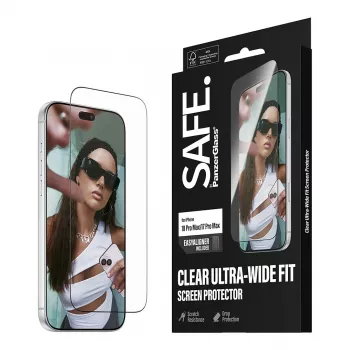 PanzerGlass SAFE Displayschutzfolie für iPhone 18 Pro Max/17 Pro Max – Ultrabreites gehärtetes Glas, antibakteriell, 9H Härte