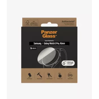 PanzerGlass Samsung Galaxy Watch 5 Pro 45mm Displayschutz - 9H gehärtetes Glas, antibakteriell, kratz- und stoßfest