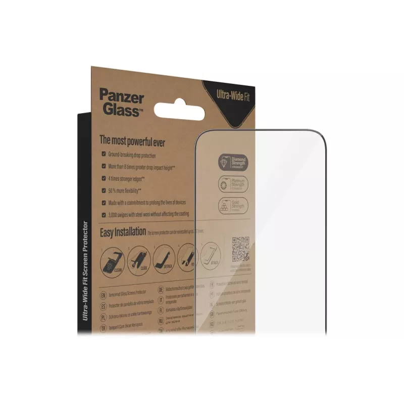 PanzerGlass Ultra-Wide Fit Displayschutzfolie für Apple iPhone 14 Pro Max (6,7 Zoll) – Gehärtetes Glas, antibakteriell, 9H, inkl. Easy Aligner