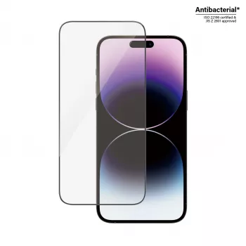 PanzerGlass Ultra-Wide Fit Displayschutzfolie für Apple iPhone 14 Pro Max (6,7 Zoll) – Gehärtetes Glas, antibakteriell, 9H, inkl. Easy Aligner