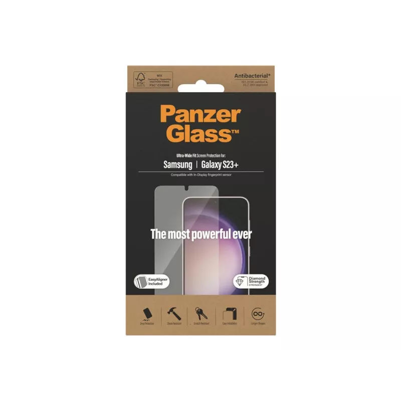 PanzerGlass Ultra-Wide Fit Displayschutzfolie für Samsung Galaxy S23+ mit Applikator