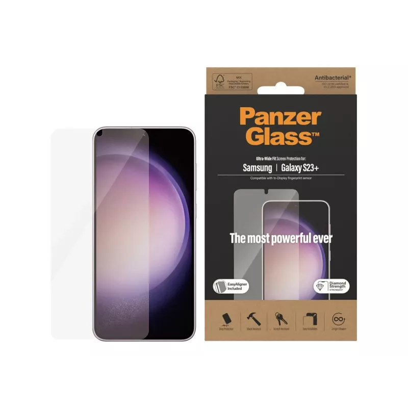 PanzerGlass Ultra-Wide Fit Displayschutzfolie für Samsung Galaxy S23+ mit Applikator
