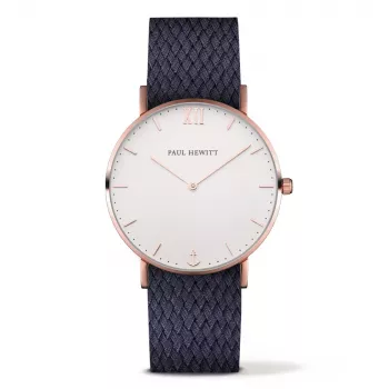 Paul Hewitt Sailor Line Unisex Quarz Uhr 39mm Roségold Edelstahlgehäuse Weißes Zifferblatt Graues Lederarmband PH-SA-RSTW17S