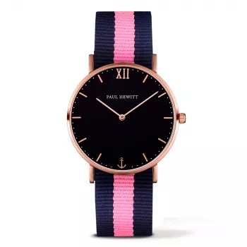 PAUL HEWITT Sailor Line Unisex-Quarzuhr 39mm Edelstahl Schwarzes Perlonband PHSARSTBNLP20