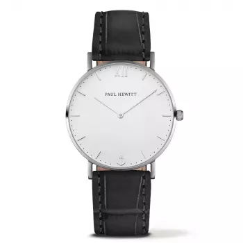 Paul Hewitt Sailor Line Unisex Quarz Uhr 39mm Edelstahl Mesh Armband Silber Weißer Sand Zifferblatt PH-SA-SSTW15S