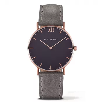 PAUL HEWITT Unisex Sailor Line Quarzuhr 39mm Roségold Edelstahl Mesh Schwarz Zifferblatt PH-SA-RSTB13S