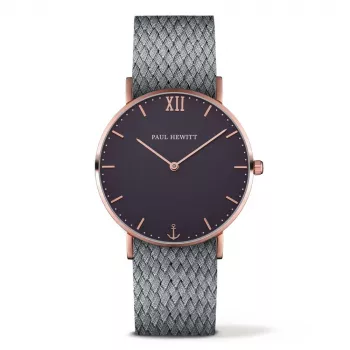 PAUL HEWITT Unisex Sailor Line Quarzuhr 39mm Roségold Edelstahl Mesh Schwarzes Zifferblatt PH-SA-RSTB18S