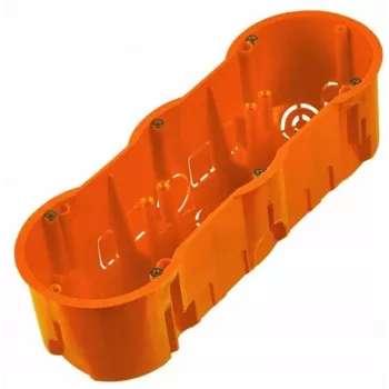 PAWBOL A.0043WPG Tiefe Dreifach-Unterputzdose 60mm mit Schrauben, Weiß