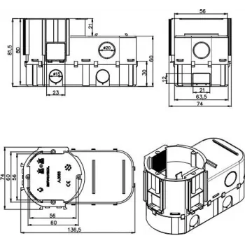PAWBOL A.0083 Tiefe Unterputz-Abzweigdose für Elektronik, 68 mm Durchmesser, Orange