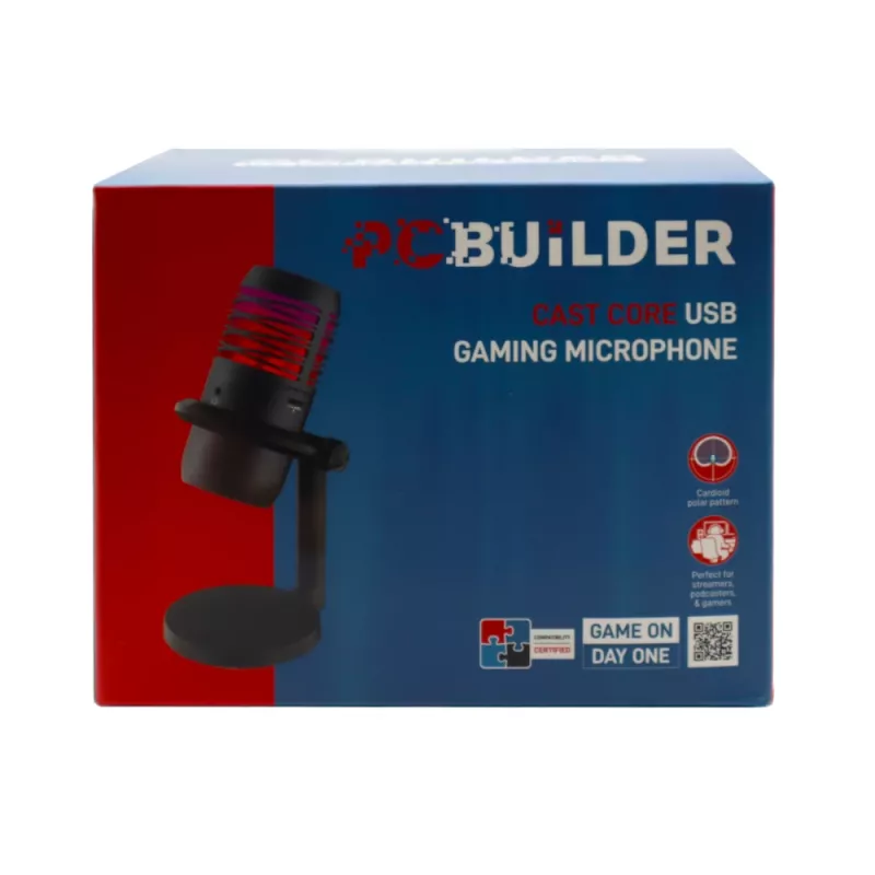 PCBuilder CAST CORE USB-Gaming-Mikrofon - Kondensator, Kardiode, RGB, USB-C