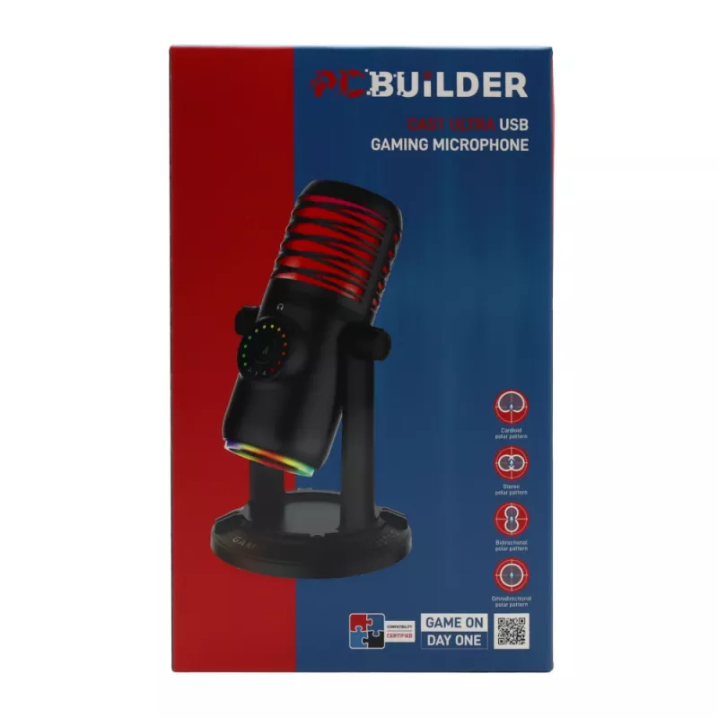 PCBuilder CAST ULTRA USB Gaming-Mikrofon - Kondensator, Niere, RGB, Zero-Latency-Monitoring