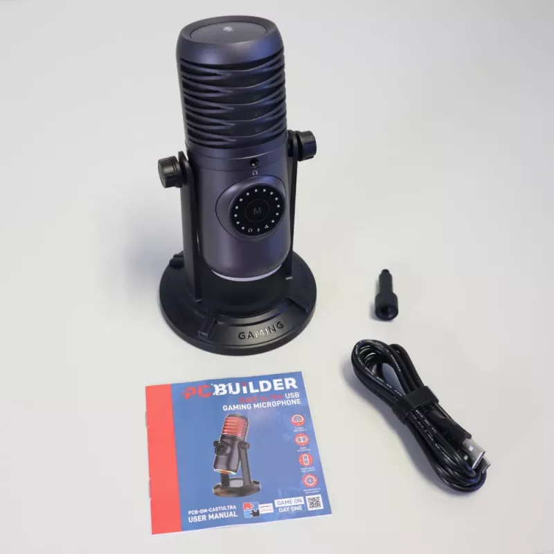 PCBuilder CAST ULTRA USB Gaming-Mikrofon - Kondensator, Niere, RGB, Zero-Latency-Monitoring