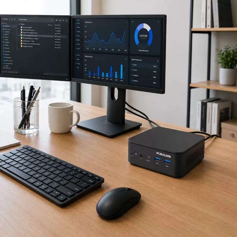 PCBuilder CUBE Intel Core 3-100U 12GB DDR5 512GB Windows 11 Pro Mini-PC