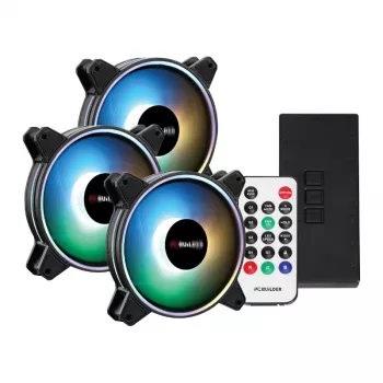 PCBuilder Tempest Chill Lüfter-Kit 3x120mm Dual Glow ARGB-Lüfter + Controller + RF-Fernbedienung